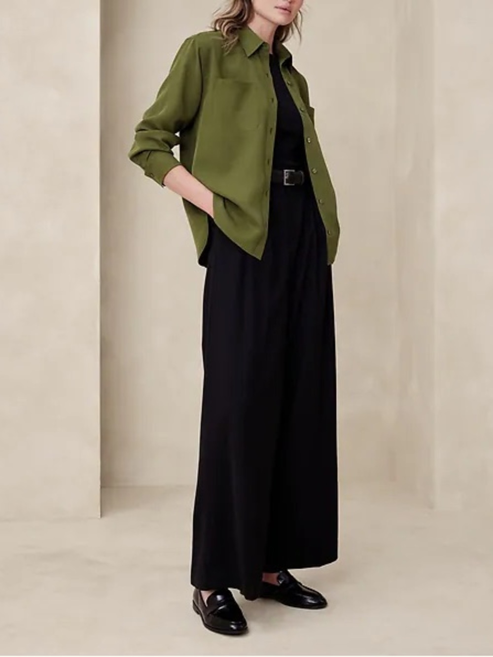 Banana Republic Factory Long Sleeve Utility Shirt in Mangrove Tree Women’s XXL
